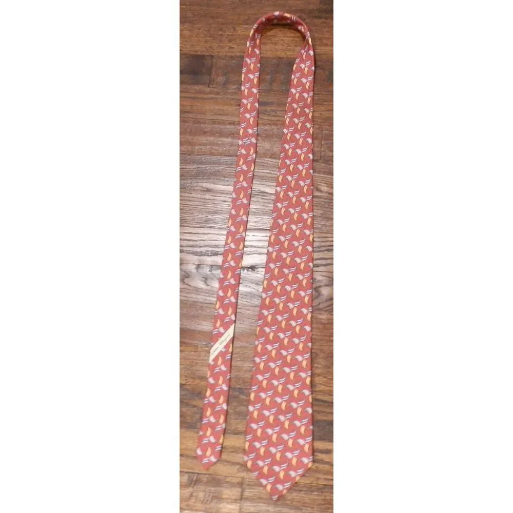 Salvatore Ferragamo Red Silk Print Beach Chair Men's Necktie Tie